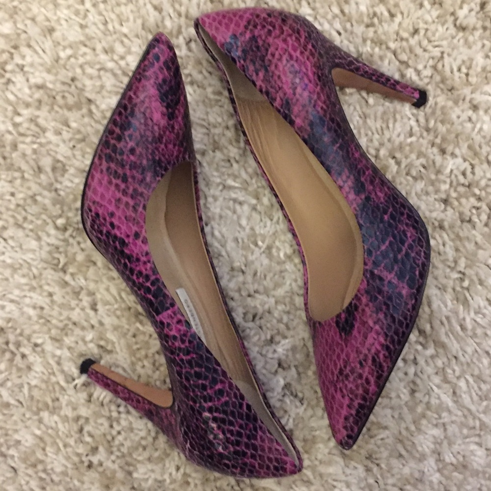 Diane Von Furstenberg Pink Snake Print Heels